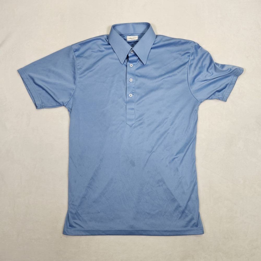 Collars and Co Dress Polo Shirt Men's Med White Check Button Stretch Performance - Picture 2 of 7